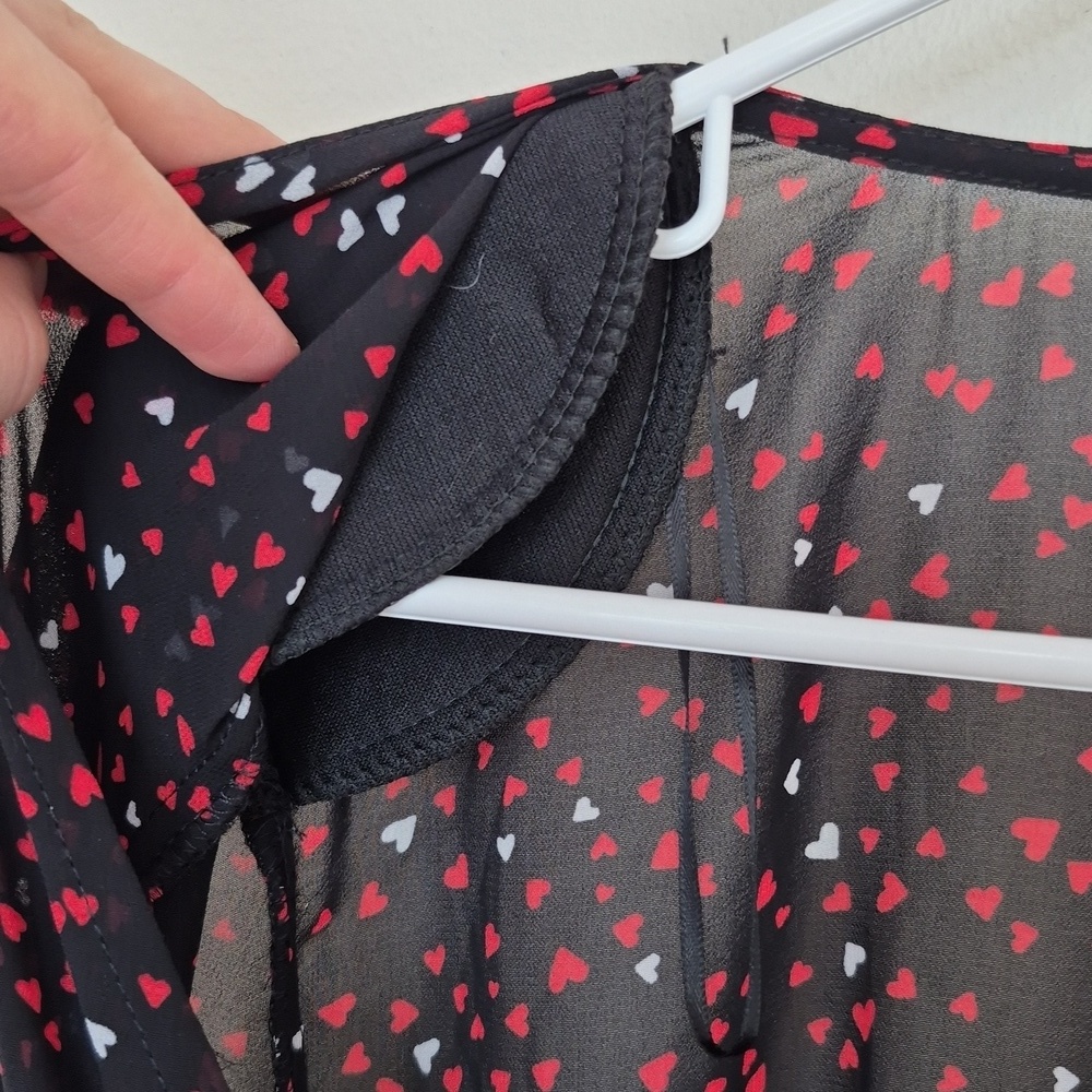 Zara Women's Black Valentine's Day Heart Print Ruched Mini Dress Size S - Picture 7 of 11